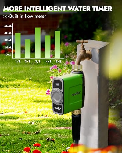WiFi Water Timer for Garden Hose (Lime Green / Brass Outlet Timer with WiFi Hub)