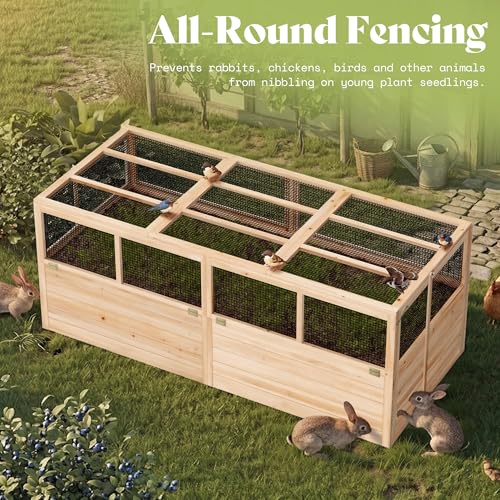 Raised Garden Bed with Fencing and Trellis (6.6x5.6x3 FT)