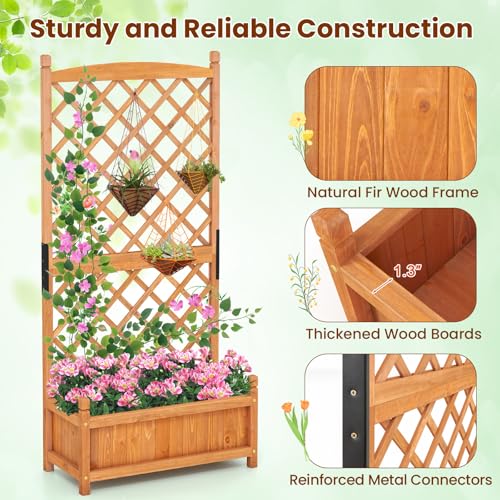 Raised Garden Bed with Trellis Set of 2 (Orange / 28"Lx13"Wx60"H)