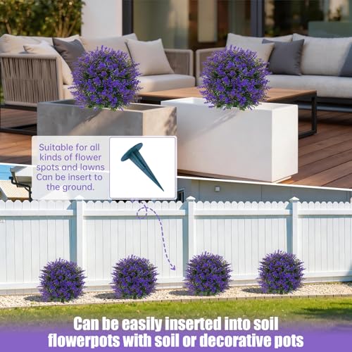 24" 2Pack Faux Boxwood Topiary Ball Trees with Lavender & Spike (Lavender & Boxwood)