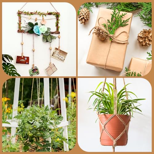 1200 Feet Natural Jute Twine Strong Garden Twine Rope for Arts Crafts Gift Wrapping Gardening Tomato Climbing Plant Tie Floristry Packing Decor (1200 Foot)