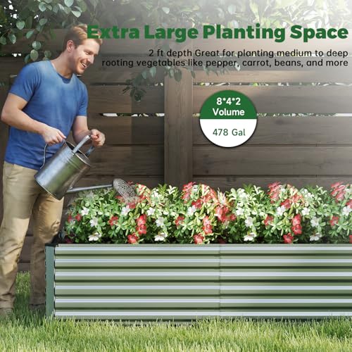8x4x2ft Outdoor Metal Raised Garden Bed (4 Count)