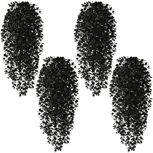 4Pcs Artificial Hanging Plants (Black Ivy / 4Pcs Plants)