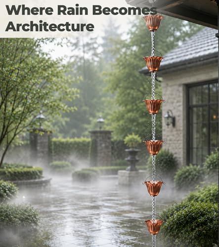 Copper Tulip Rain Chain for Gutters (Copper Tulip)