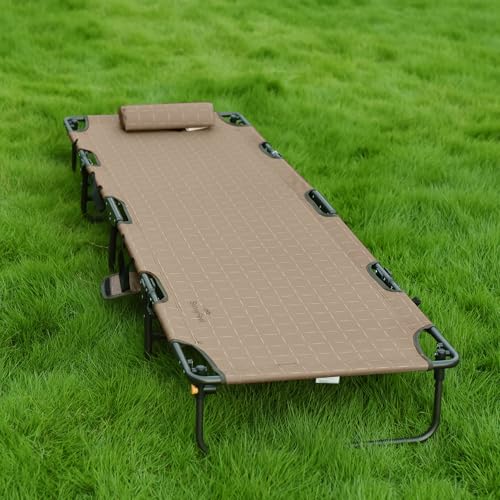 Portable Folding Camping Cot Lightweight (Khaki 76L x24.8W x 8.6H")