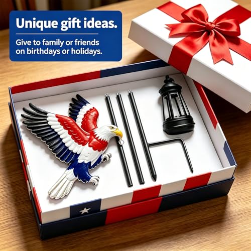 4th of July Decorations 250th anniversary Bald Eagle Solar Garden Light Outdoor Waterproof