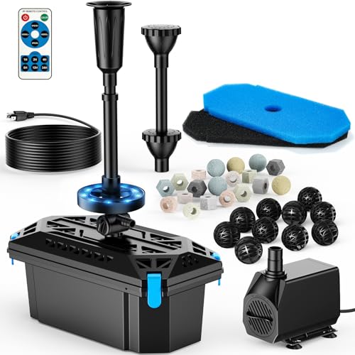 Pond Filter with Fountain Kits (660GPH with LED Lights)