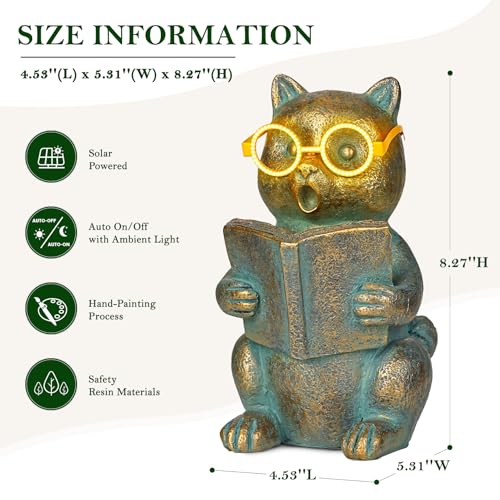 Solar Reading Cat Decor with Light (Cat)