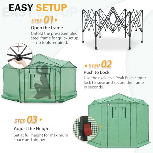 8.5x8.5 Easy Setup Pop Up Greenhouse (Clear/Green / 8.5x8.5)