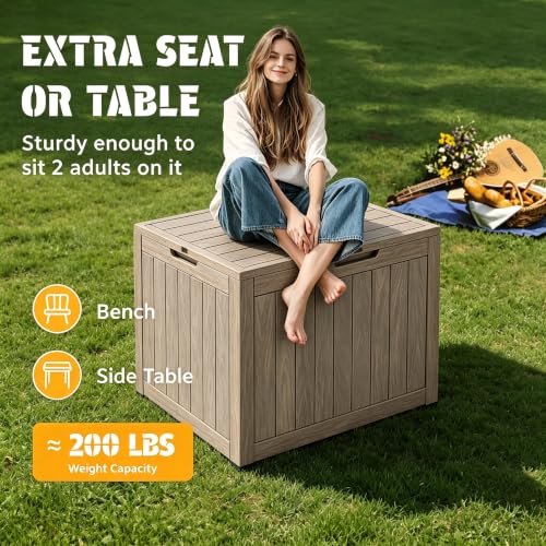 33 Gal Outdoor Storage Box Waterproof Lockable (33 Gallon / Warm Gray)