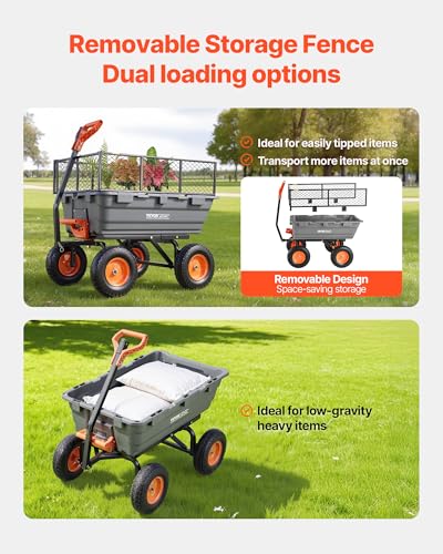 10 Cu.Ft 1200LBS Poly Garden Cart Dump Wagon (Grey01)