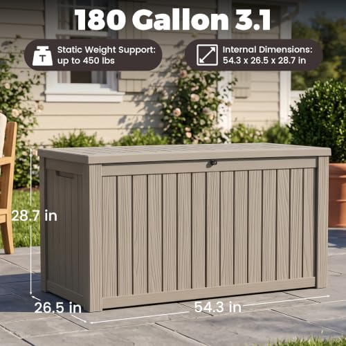 Outdoor Storage Box (Grey / 180 Gallon 3.1 XL)