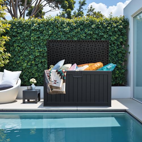 230 Gallon HDPE Outdoor Storage Box with Removable Dividers (230 Gallon / Black)