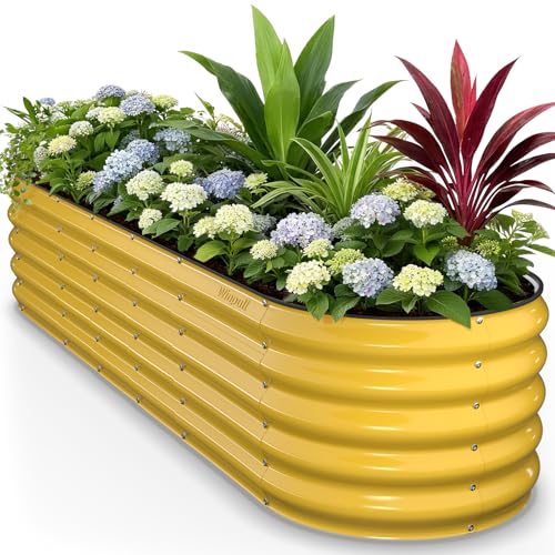 8x2x1.5 ft Galvanized Steel Raised Garden Bed (Cream Yellow / 8×2×1.5 ft)