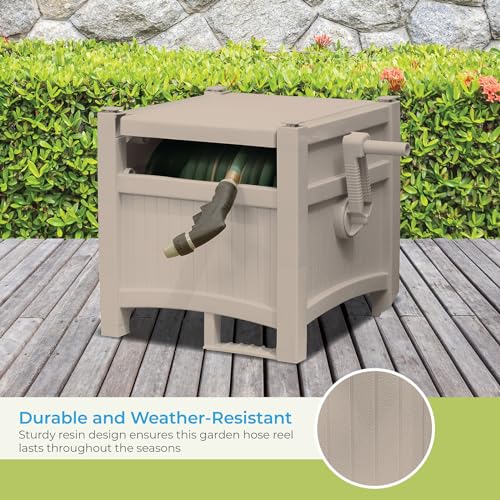 100' Garden Hose Reel Hideaway for 5 (100' (Light Taupe))