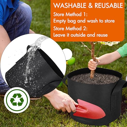 6 Pack 10 Gallon Grow Bags Fabric Pots with Heavy Duty Handles (6 Count)