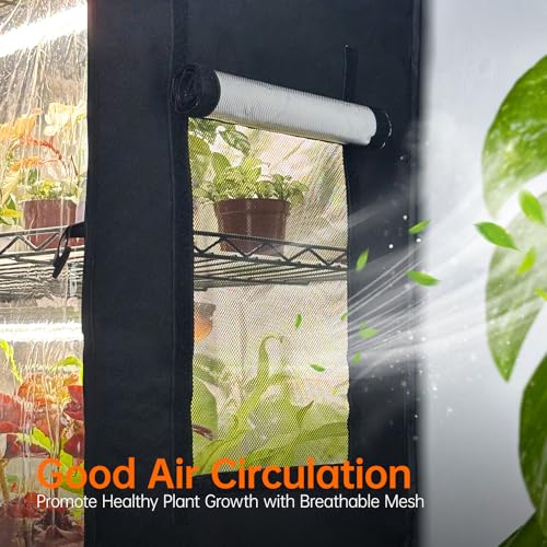 Indoor Greenhouse with Grow Light Oxford Cover (Balck / 59" H x 13.8" W x 35.4" L)
