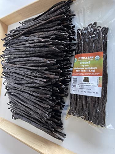 4oz Madagascar Vanilla Beans Organic Grade B. 5" (4 Ounce (Pack of 1))