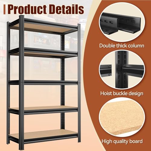 Book Shelf Wood Bookshelves (5-Tier 58''Hx30''Wx12''D)