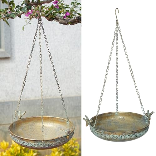 Metal Hanging Bird Bath (gold-E)