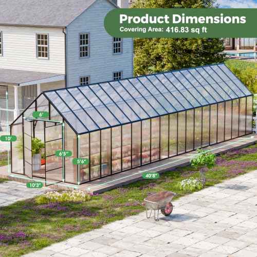 40x10x10 FT Polycarbonate Greenhouse for Outdoors w
