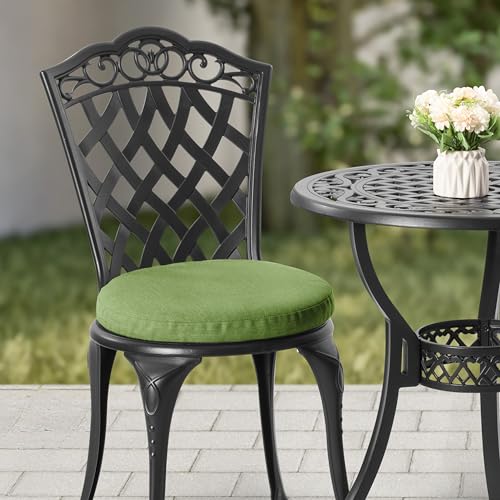 3 Piece Cast Aluminum Patio Bistro Set (Green Cushion / Pattern B)