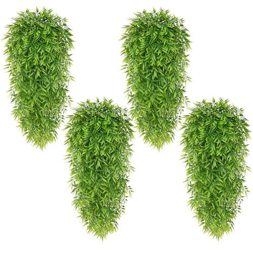 4Pcs Artificial Hanging Plants (Willow Leaves Vines / 4Pcs Plants)