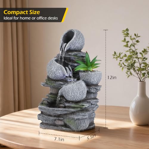 Water Fountain Tabletop Waterfall Fountains Indoor with LED (Style 14)