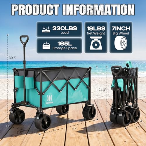 330Lbs Collapsible Folding Wagon (Light Blue / 165L)