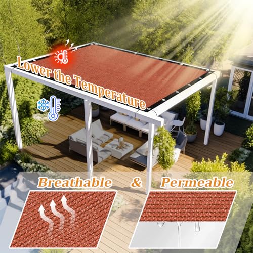 Customized Size 8' X 12' Shade Cloth with Grommets (8' X 12' Customized Size / Rust Red)