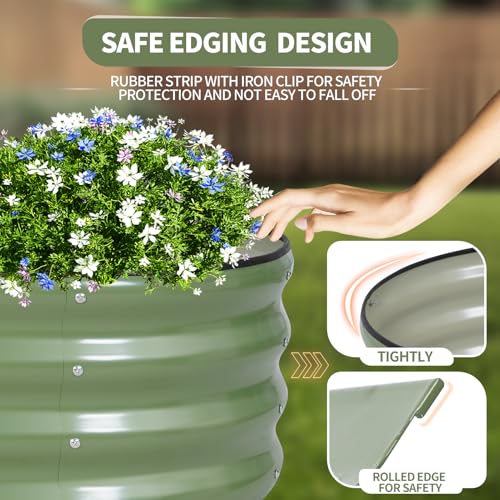 Galvanized Raised Garden Bed Outdoor (Green / 8x2x1ft)