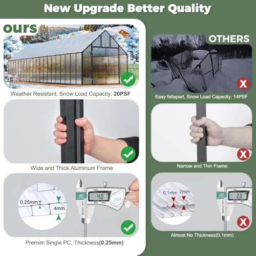 40x10x10 FT Polycarbonate Greenhouse for Outdoors w