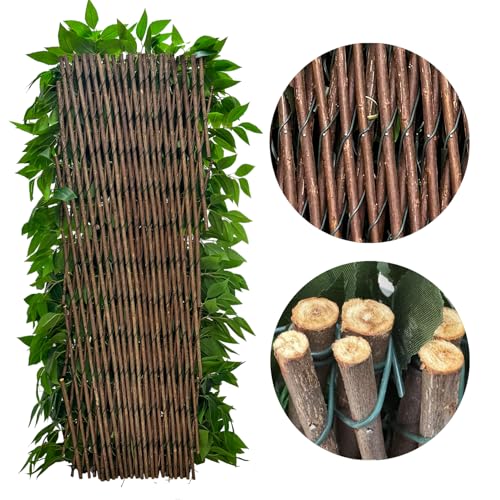Expandable Fence Privacy Screen for Balcony Patio Outdoor (Willow Leaf)