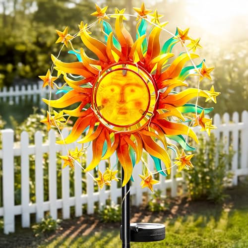 60.3" Solar Wind Spinner Outdoor Metal Sun Kinetic Sculpture