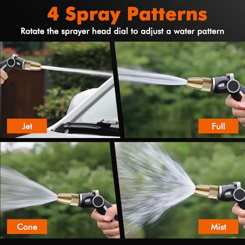 Garden Hose Nozzle (Silver / 4 Watering Patterns)