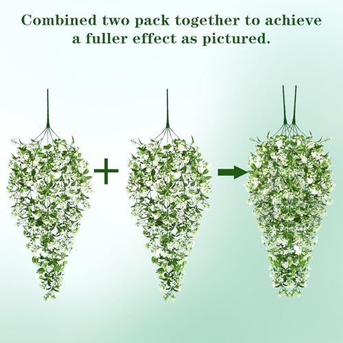 8Pcs Fake Hanging Plants (White Flowers / 8Pcs Plants)