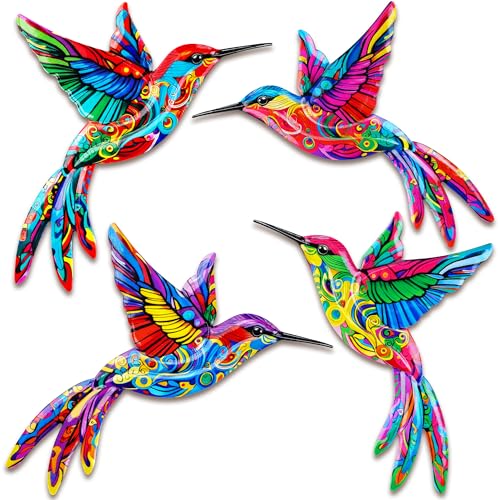 4 Pack Metal Hummingbird Wall Art Decor (Hummingbird-C)