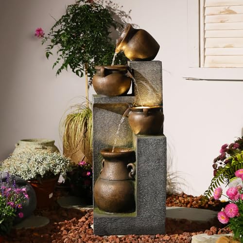 53''H Water Fountain Outdoor Garden Fountain Large (Gray-53''h)