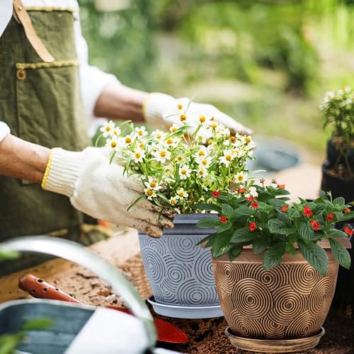6 Inch Flower Pots Planters for Indoor Outdoor Plants (Blue / 6 inch-6 pack)