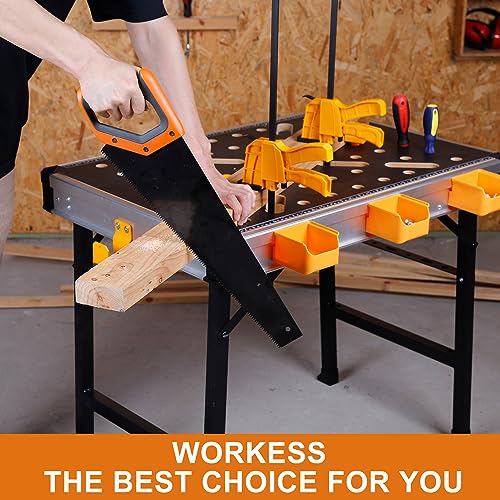 Portable Workbench 1000Lbs Capacity Heavy Duty Folding Work Table with 2 Quick Clamps (Standard)
