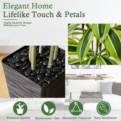 Artificial Dracaena Tree (Light Green – Black Pot / 6FT)