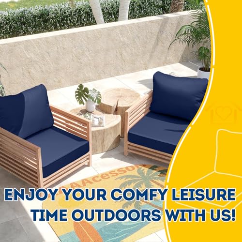 Outdoor Chair Cushions (Navy Blue / 24"x24"x5" / 24"x19")
