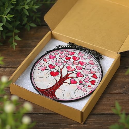 Stained Glass Window Hanging (Heart Tree)