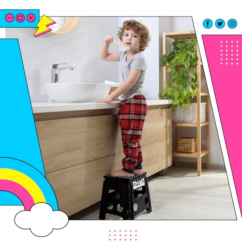 Folding Step Stool 13 inch 2 Pack (Black / 13 Inch-2 Pack)