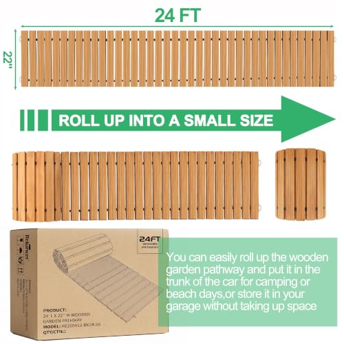 24' Wooden Garden Pathway (24ft (L) x 22in (W) / Brown-straight)