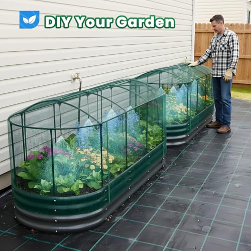Raised Garden Bed Kit with Self Watering System & Netting 8x3x1Ft