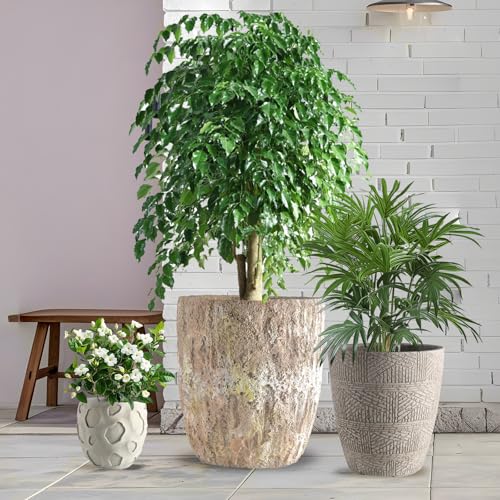Round Concrete Style Planter Set of 3 (Sandstone)