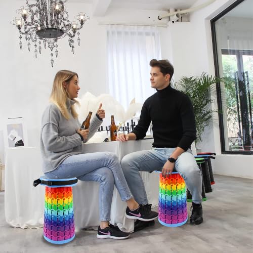 Upgraded Portable Collapsible Folding Stool Retractable Telescoping Stool for Adults Sturdy Capacity 600lbs Camping Chair for Outdoor Hiking Garden BBQ (Floral Prints)
