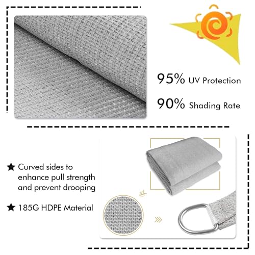 16'x20' Sun Shade Sail Gray Curved Rectangle Customizable (Gray / 16'X20' custom)