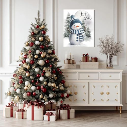 Let It Snow Snowman Wall Art Poster (16"L x 20"W / Snow blue)